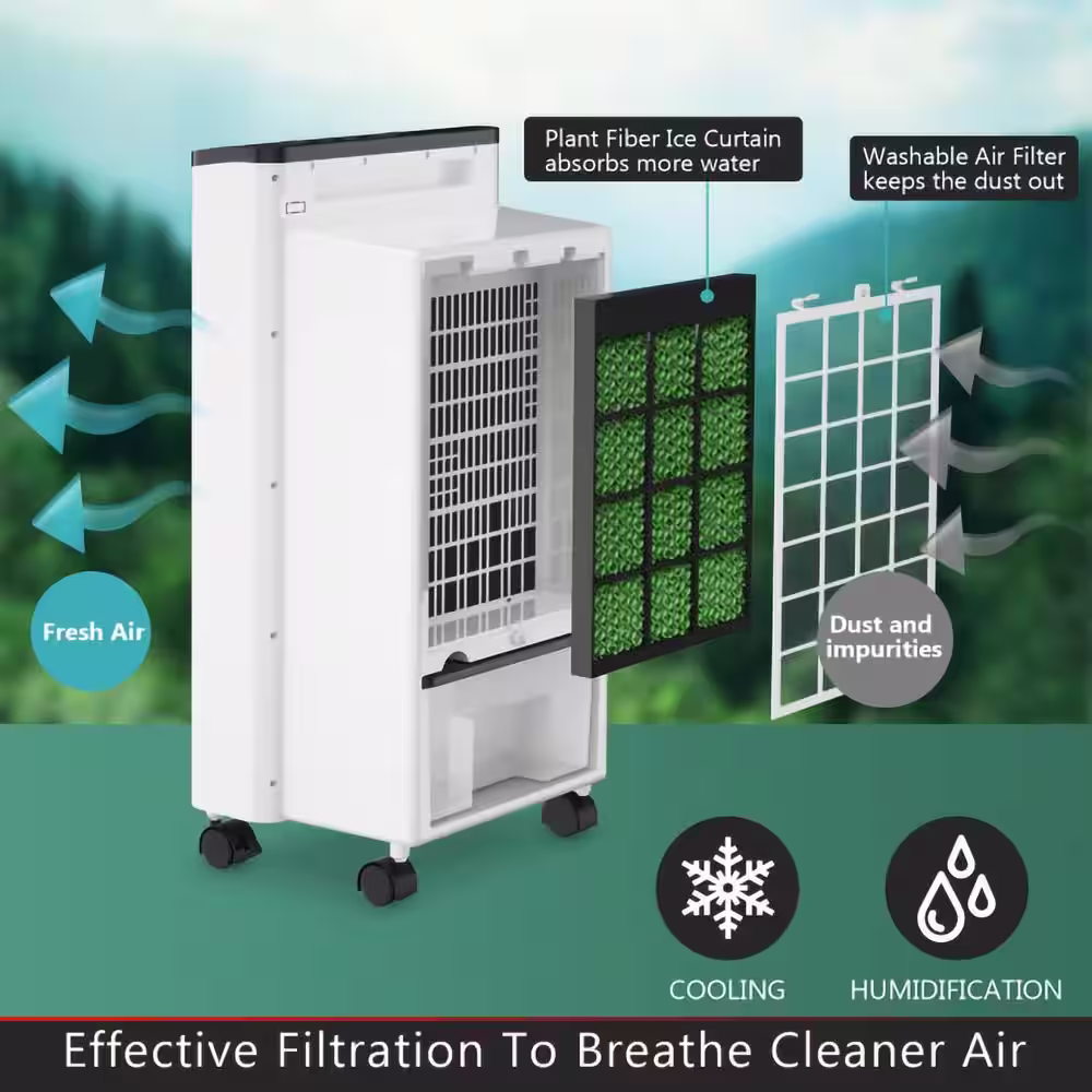 Aoibox 3-in-1 Portable Evaporative Air Conditioner Cooler with Remote Control for Home and Office in White