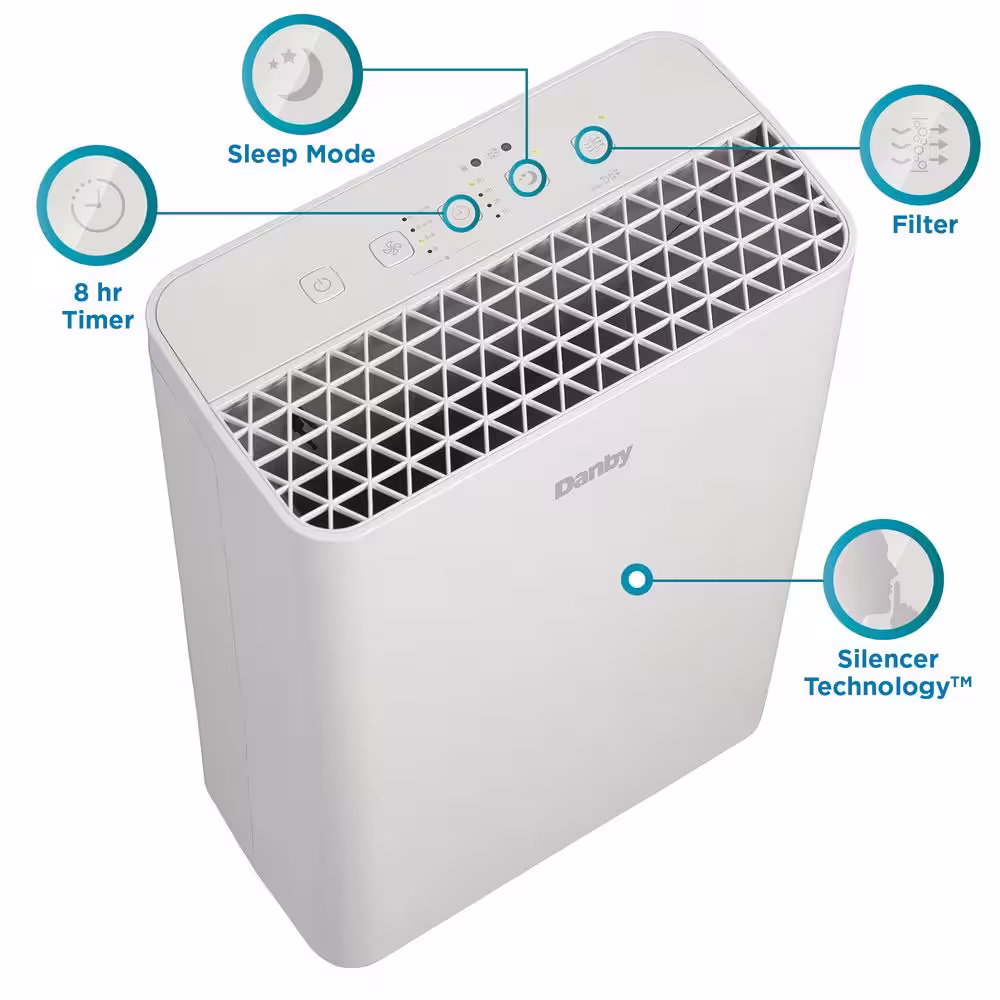 Danby 170 sq. ft. Portable Air Purifier with Filter in White