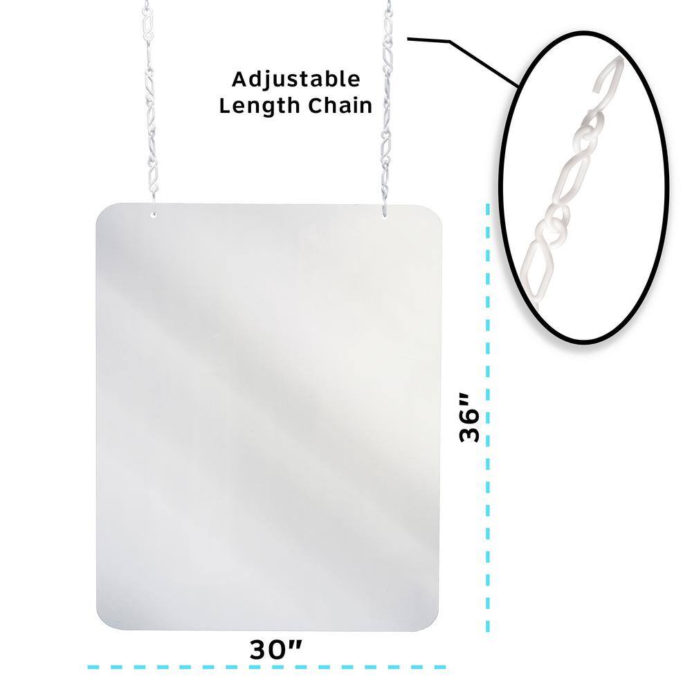Alpine Industries 30 in. x 36 in. x 0.18 in. Clear Acrylic Sheet Hanging Protective Sneeze Guard