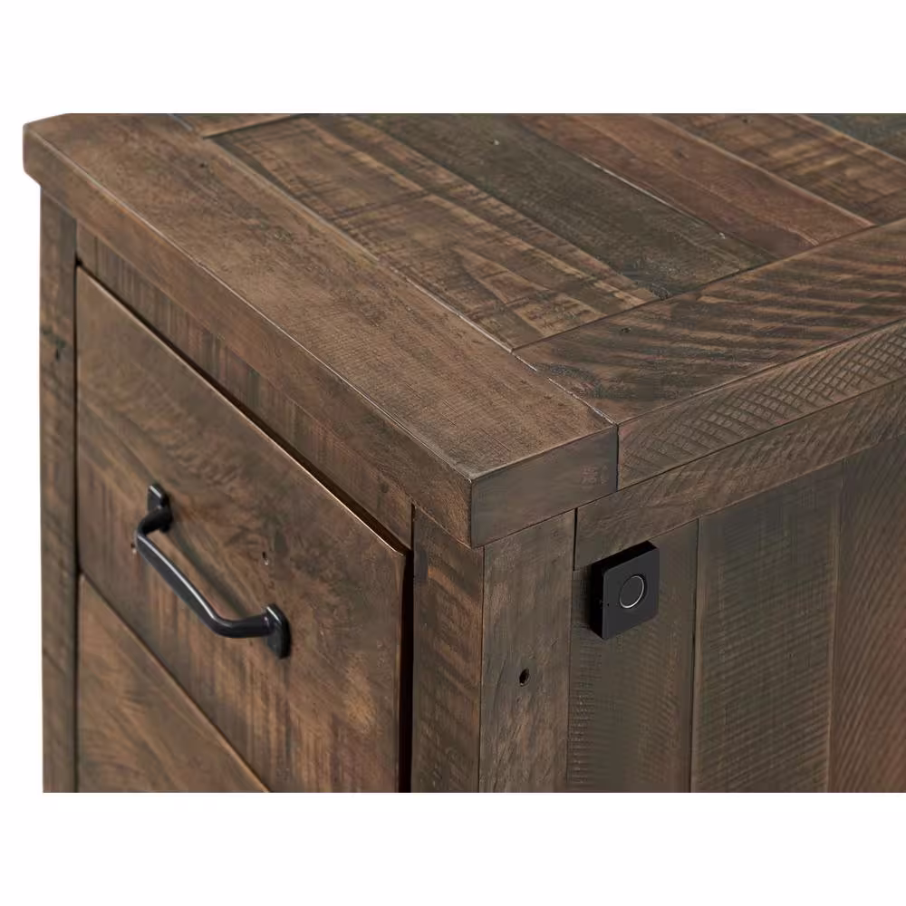 Martin Svensson Home Rustic Natural Brown File Cabinet with 2-Drawers and Fingerprint Lock