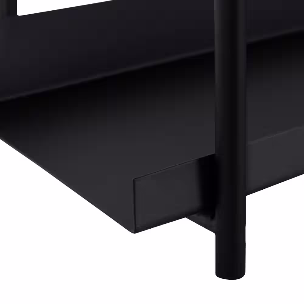 Kate and Laurel Dominic 7 in. x 28 in. x 14.5 in. Black Metal Floating Decorative Wall Shelf Without Cubbies With Brackets