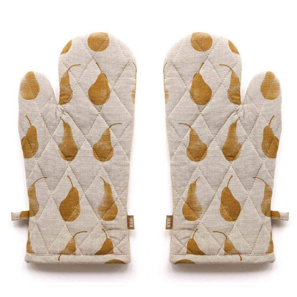 HomeRoots Amelia Gray and Yellow Print Cotton Towels and Gloves (Set of 2)