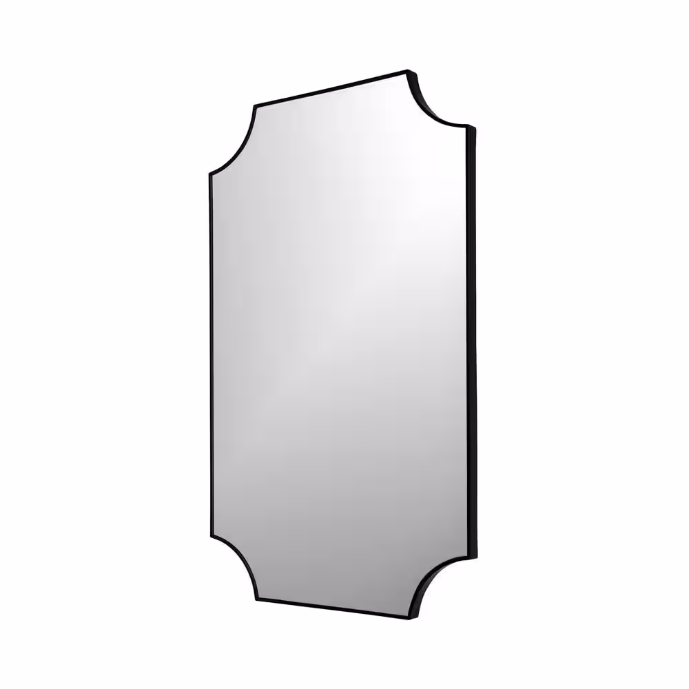 None Sierra, Rectangle Scalloped Mirror, Matte Black 24 in. x 40 in.