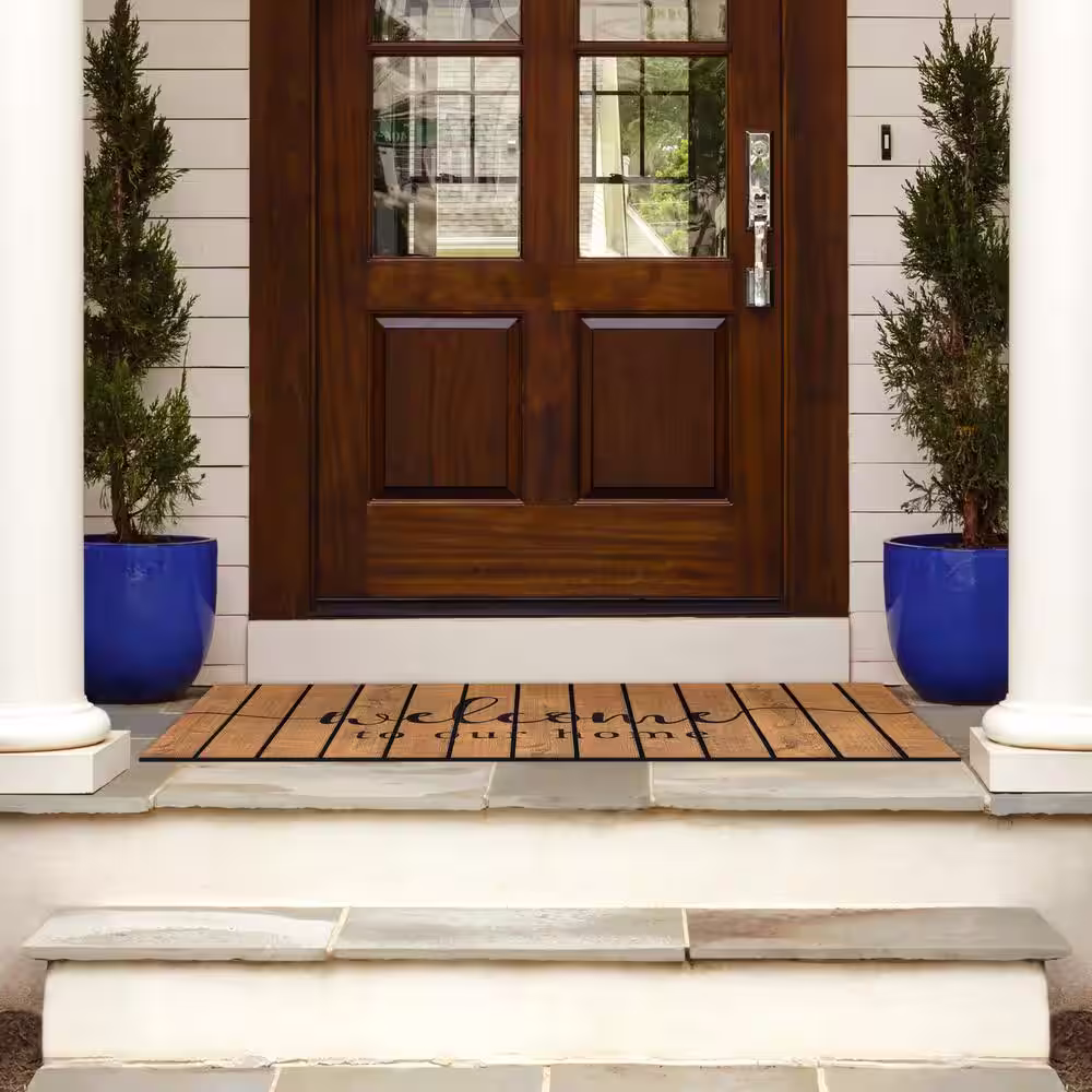 StyleWell Wood Slates Welcome 20 in. x 47 in. Door Mat