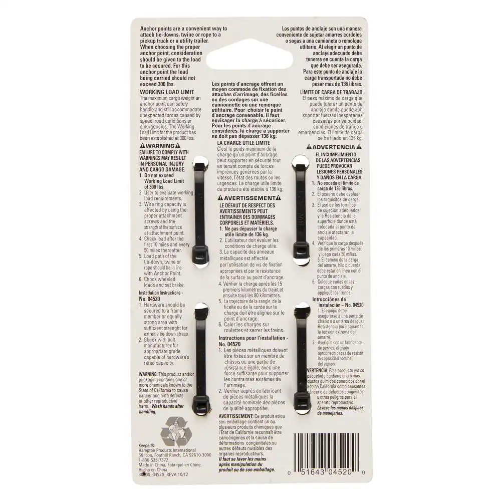Keeper Stainless Steel Light Duty Anchor (4-Pack)
