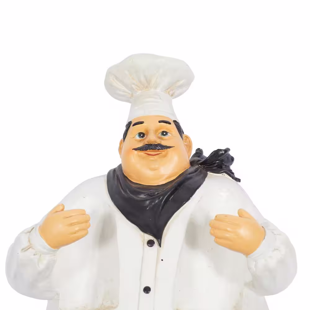 Litton Lane White Polystone Chef Sculpture with 2 Wine Holder Slots
