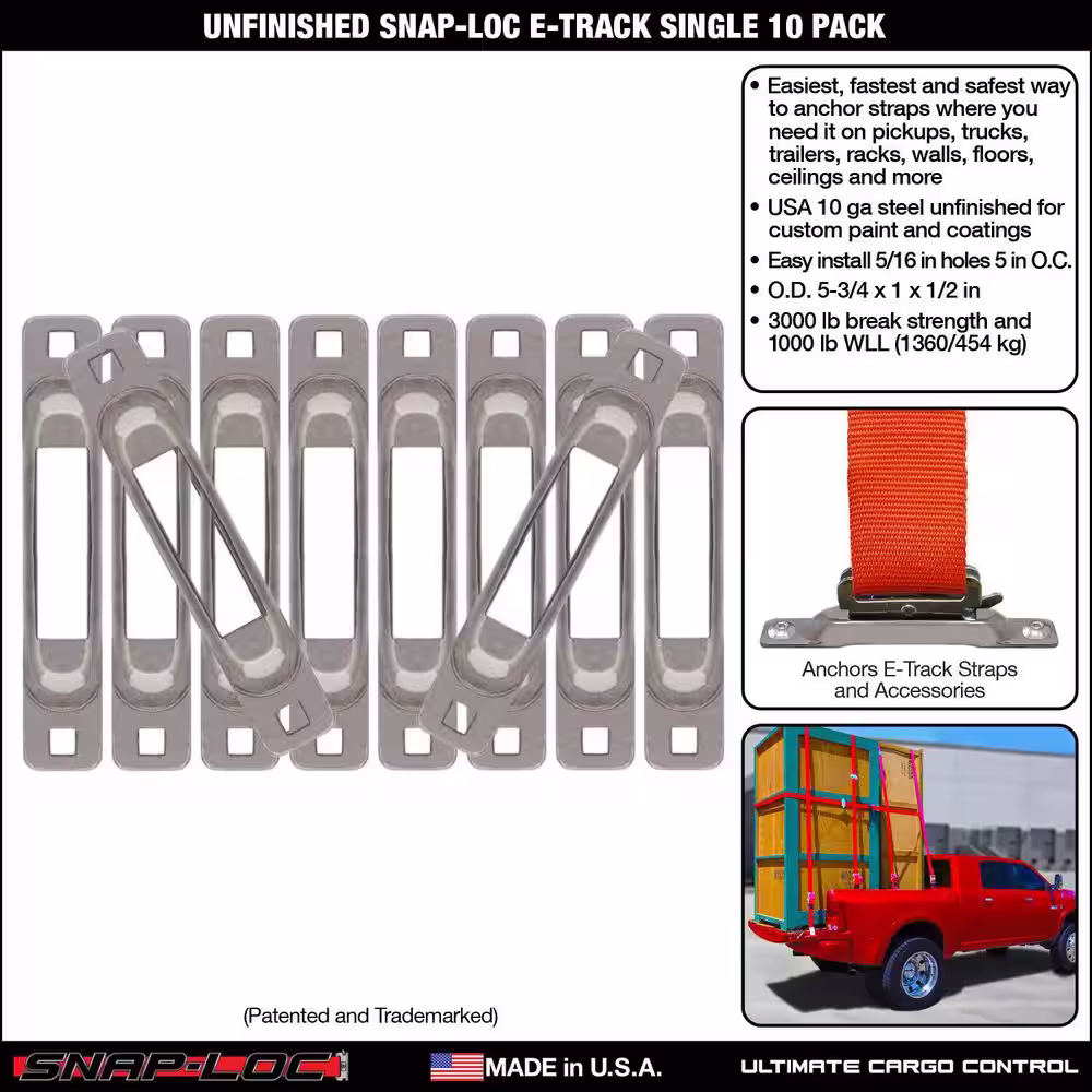 SNAP-LOC E-Track Single Strap Anchor Unfinished (10-Pack)