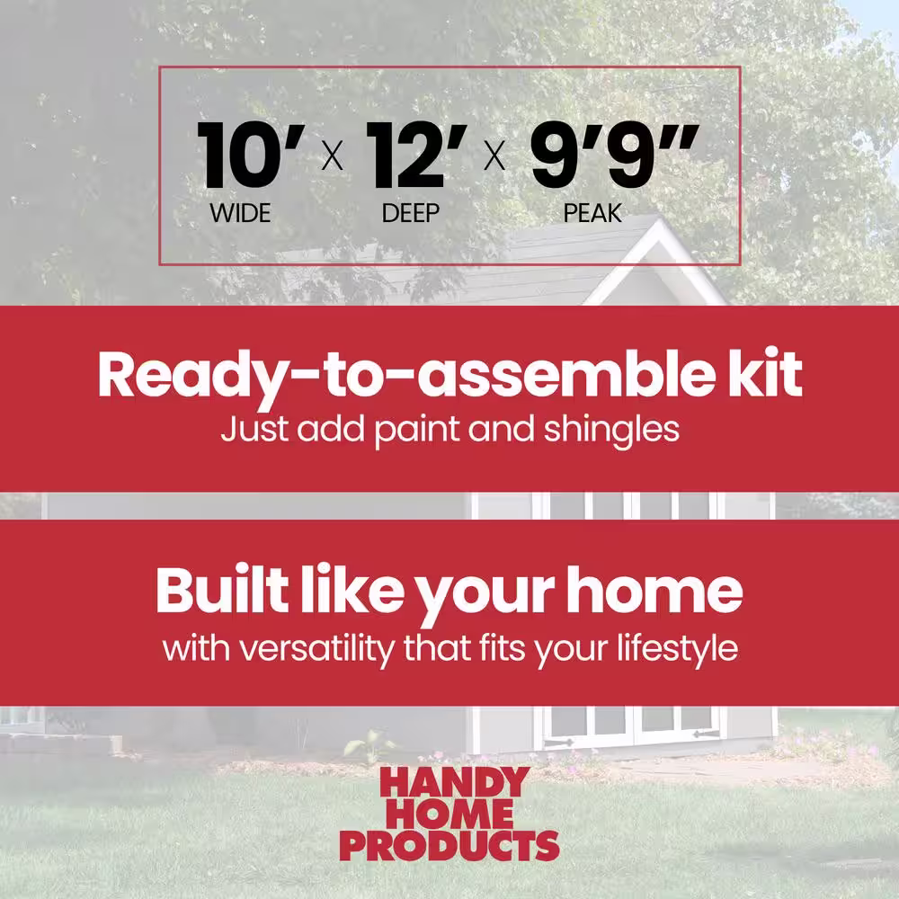 Handy Home Products Do-It Yourself Tribeca 10 ft. W x 12 ft. D Outdoor Wood Shed with Floor (120 sq. ft.)