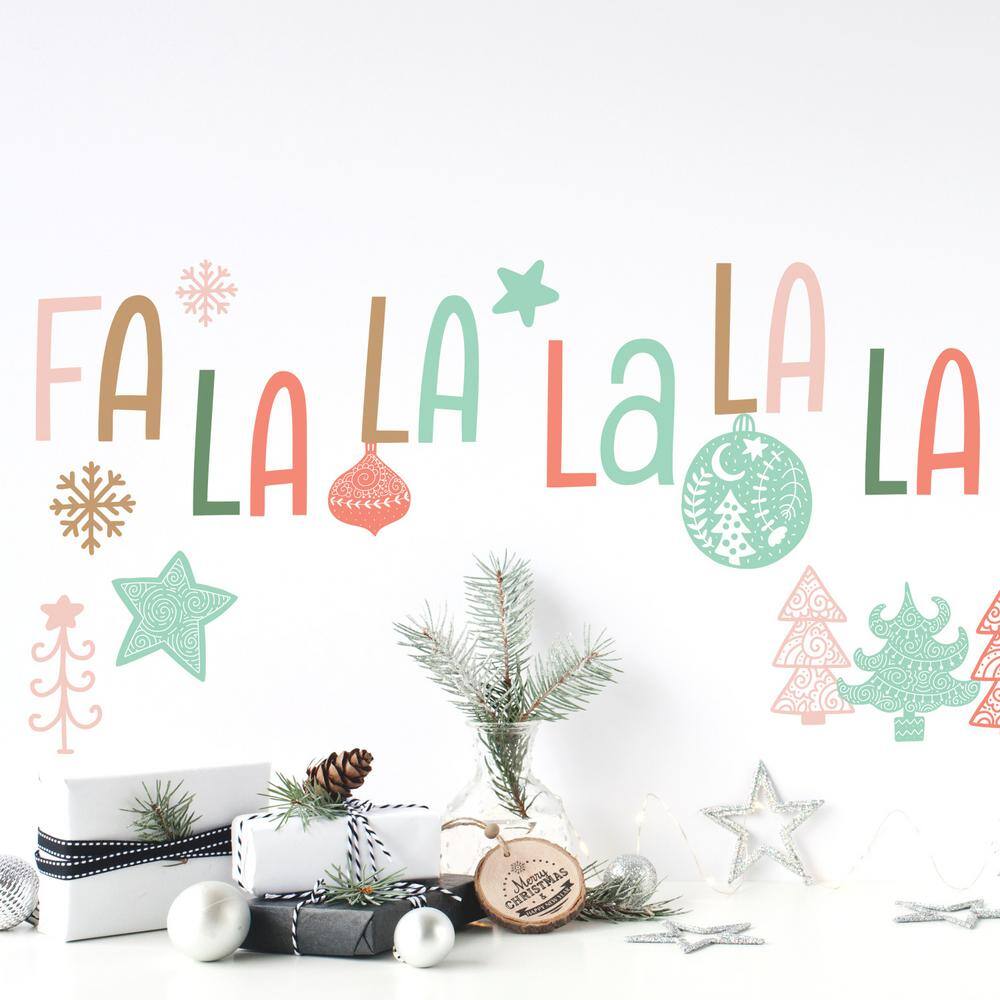 RoomMates Red and Green and Brown Fa La La La La Wall Decals