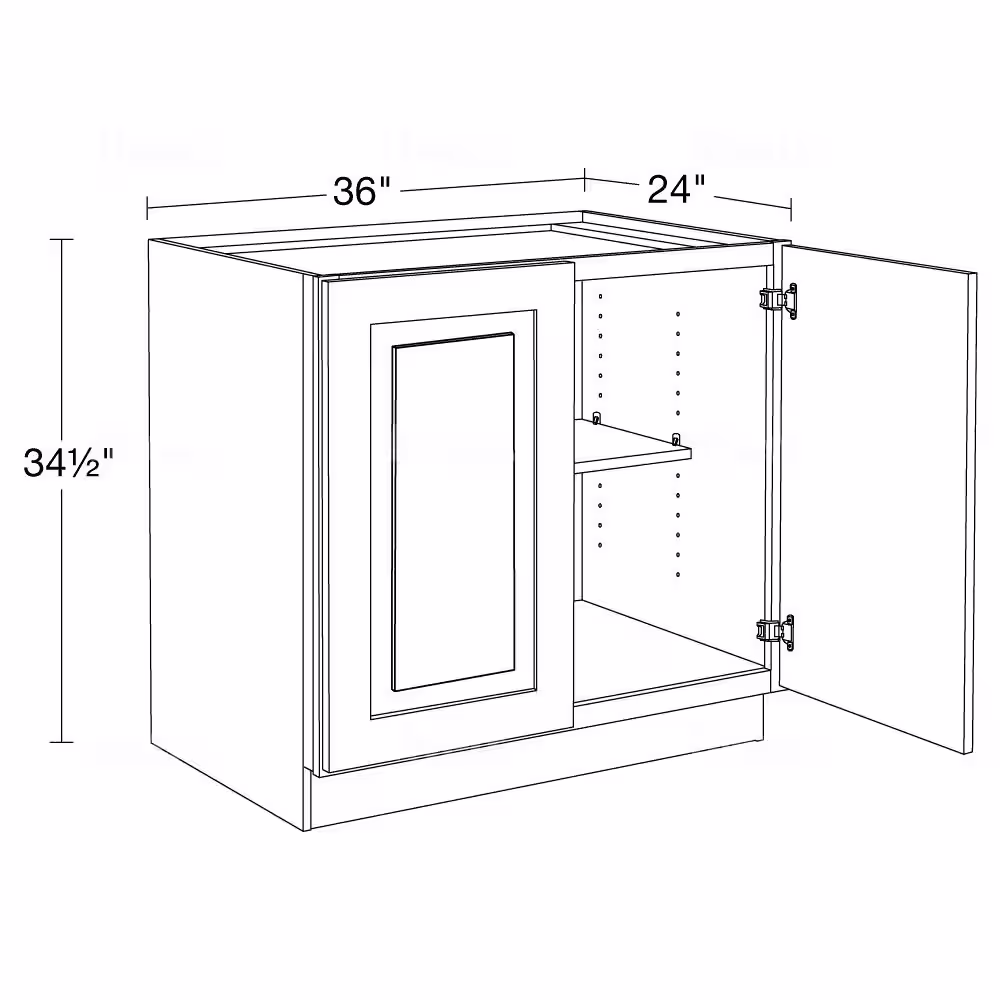 MILL'S PRIDE Greenwich Aspen Green 34.5 in. H x 36 in. W x 24 in. D Plywood Laundry Room Sink Base Cabinet with 1 Shelf