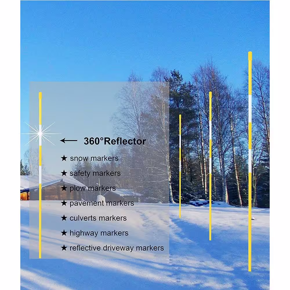 None 48 in. Reflective Driveway Markers Driveway Poles for Easy Visibility at Night, Yellow (20-Pack)