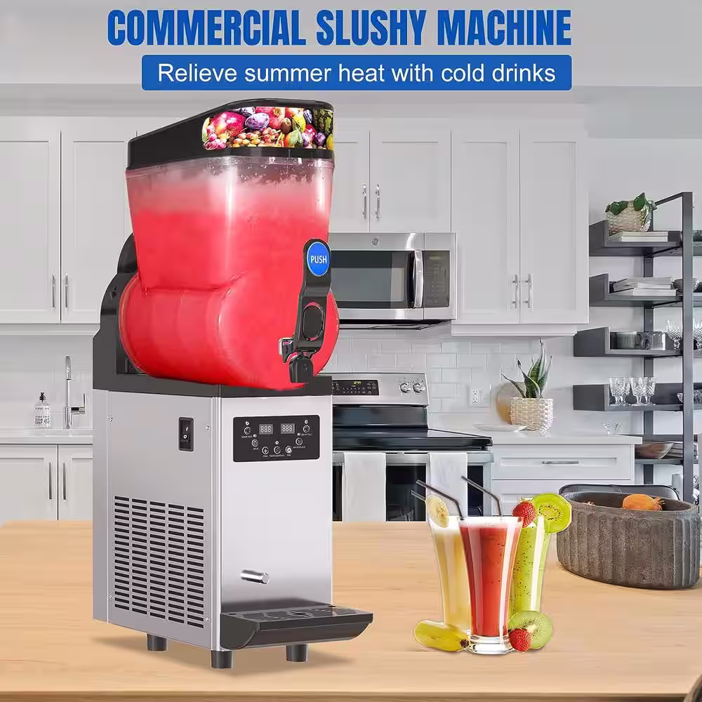 Phivve 422 oz. Sliver Snow Cone Machine with 12L 550 Watt Stainless Steel Commercial Slushy Machine