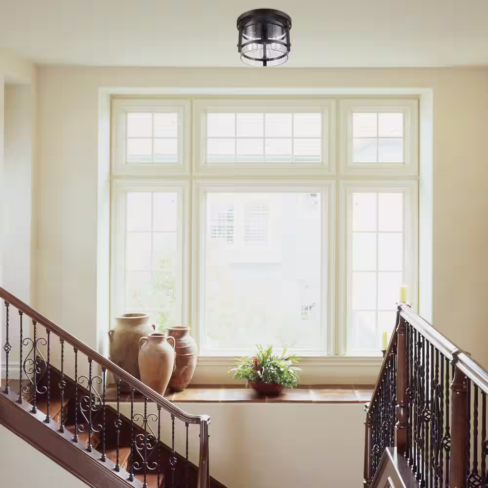 Globe Electric Wexford 3-Light Dark Bronze Semi-Flush Mount Ceiling Light with Clear Glass