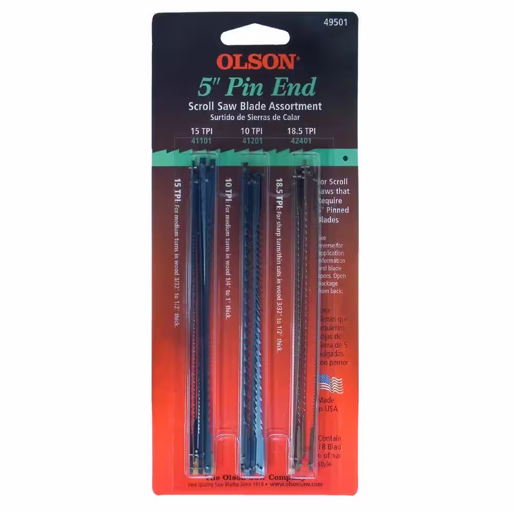Olson Saw 5 in. L Pin End Scroll Saw Blade Assortment with 6 each FR42401, SC41101 and SC441201