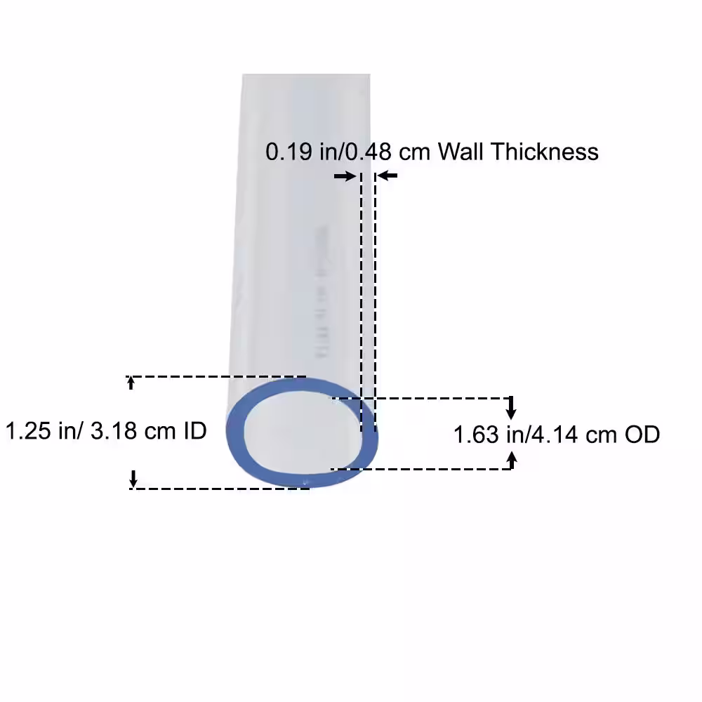 Everbilt 1-5/8 in. O.D. x 1-1/4 in. I.D. x 24 in. Clear PVC Vinyl Tube