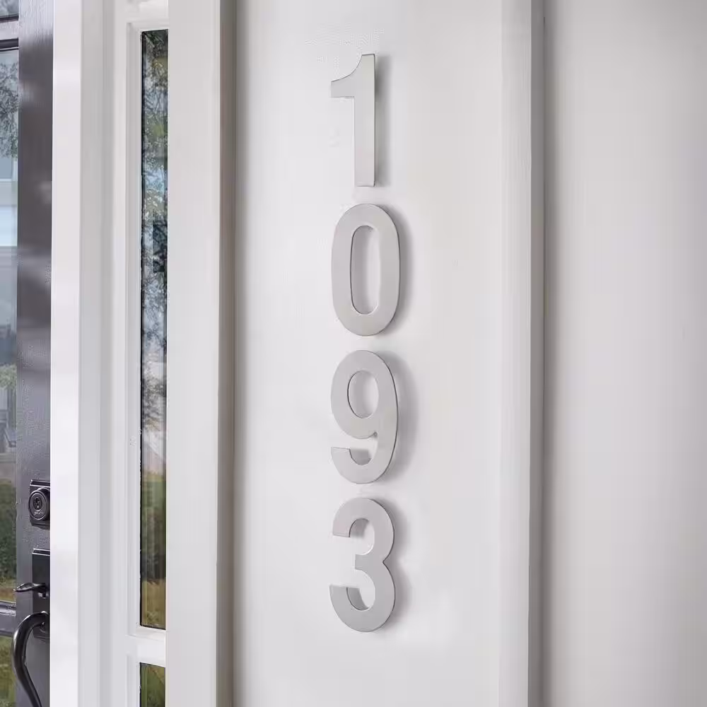 Everbilt 6 in. Silver Stainless Steel Floating House Number 0