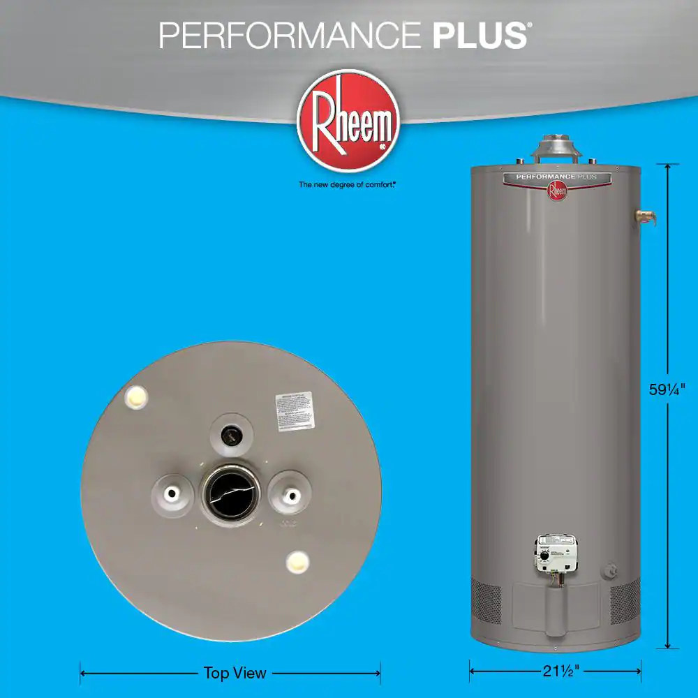 Rheem Performance Plus 50 Gal. Tall 9 Year 40,000 BTU Natural Gas Tank Water Heater