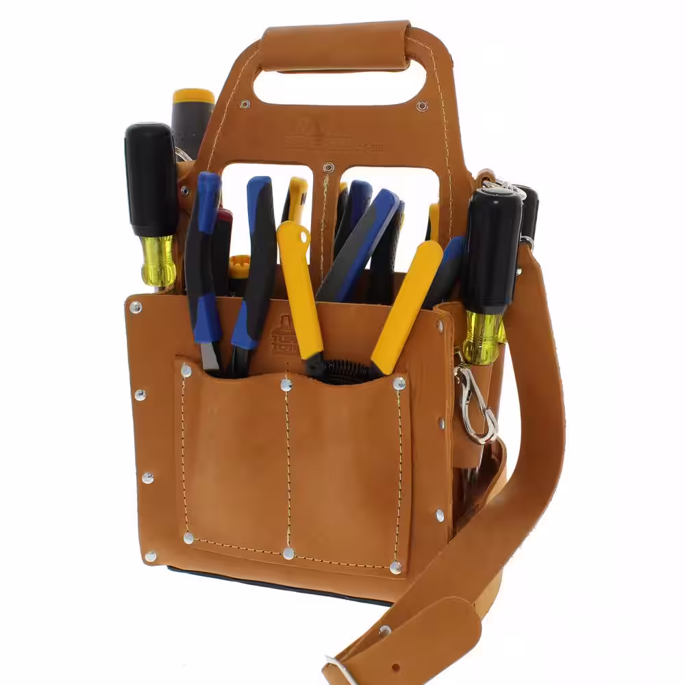 IDEAL Tuff-Tote 8 in. W 10-Pocket Premium Leather Tool Bag with Strap
