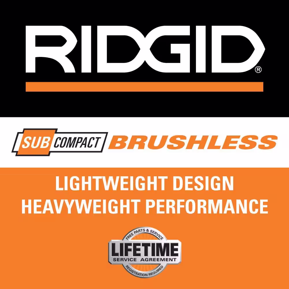 RIDGID 18V SubCompact Brushless Cordless 2-Tool Combo Kit w/ 3/8 in. & 1/2 in. Impact Wrenches & Protective Boots (Tools Only)