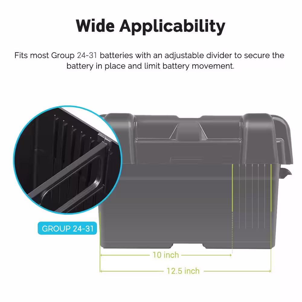 Renogy Heavy-Duty Battery Box for Group 24 to31 Battery Sizes