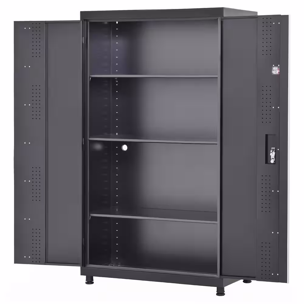 Edsal Pre-Assembled 46 in. W x 24 in. D x 72 in. H Freestanding Welded Storage Cabinet - Matte Black Finish