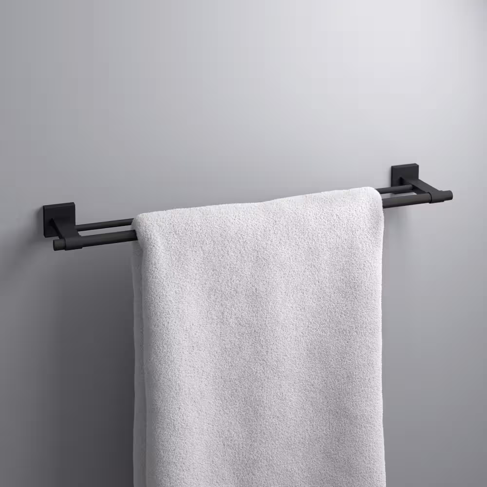 Franklin Brass Maxted 24 in. Double Towel Bar in Matte Black