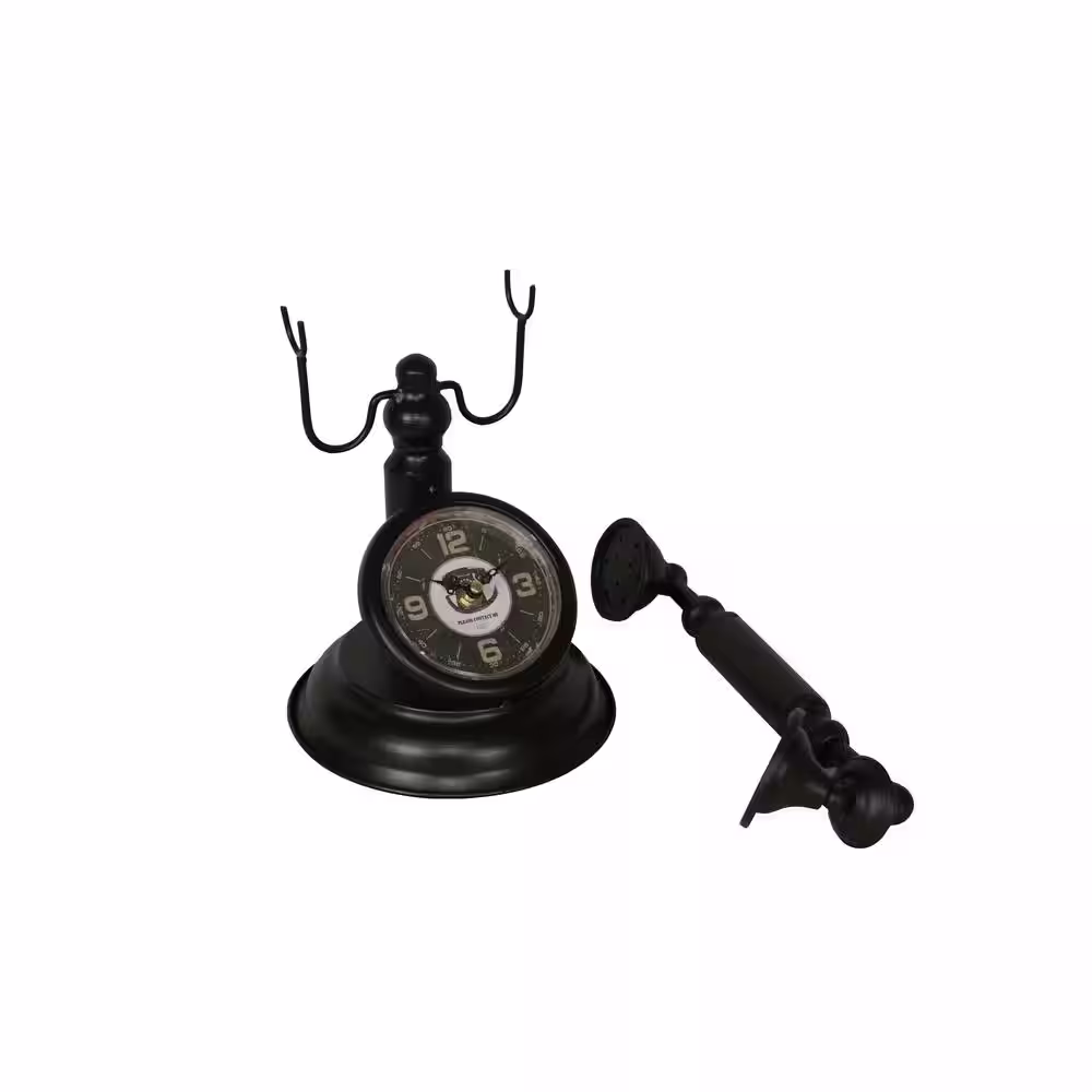Peterson Artwares Brown Vintage Telephone Metal Table Clock