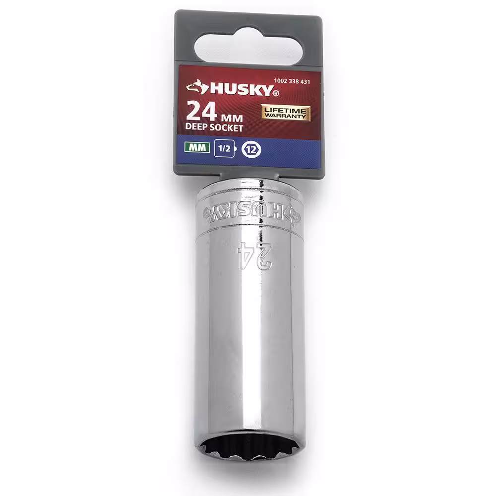 Husky 1/2 in. Drive 24 mm 12-Point Metric Standard Socket