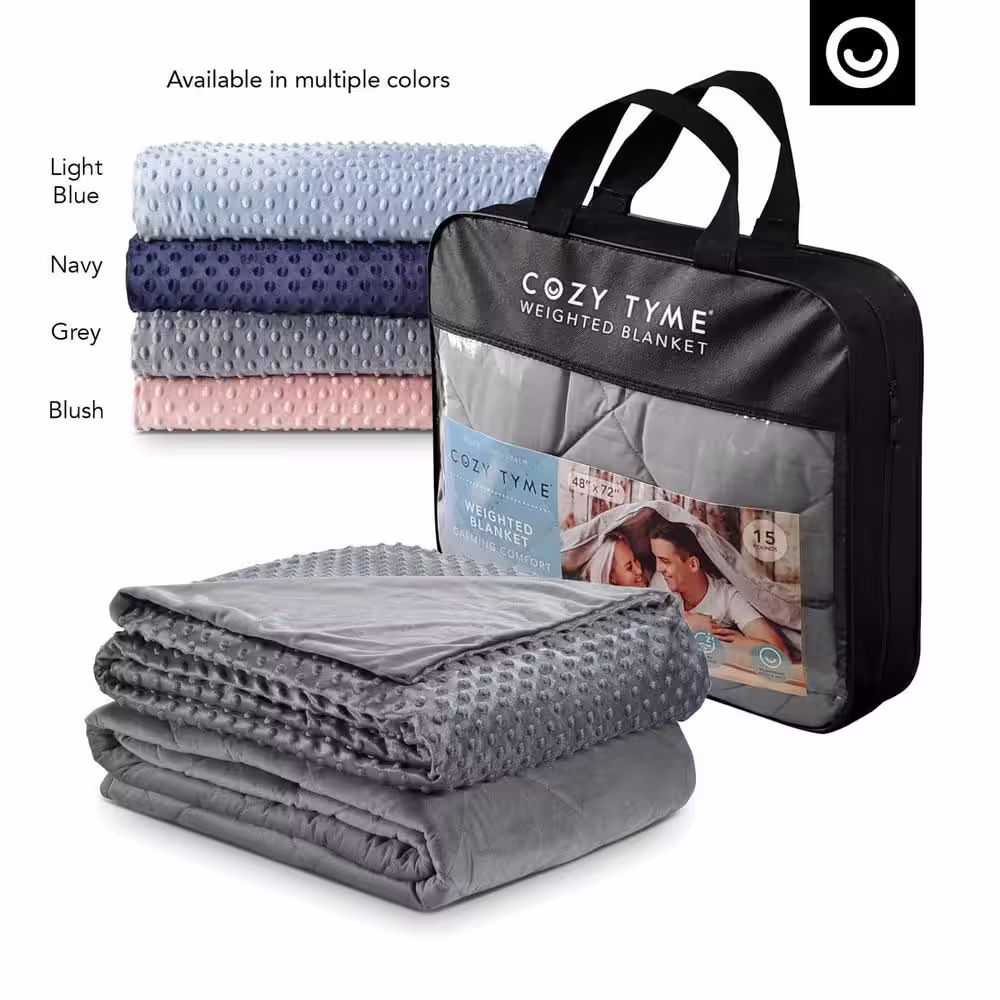 COZY TYME Eshe Grey Polyester Standard Fur 41 in. x 60 in. 6 Pound Weighted Blanket