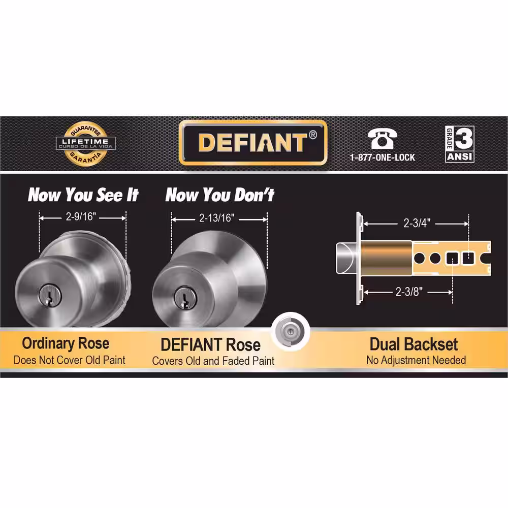 Defiant Freedom Satin Nickel Keyed Entry Door Lever