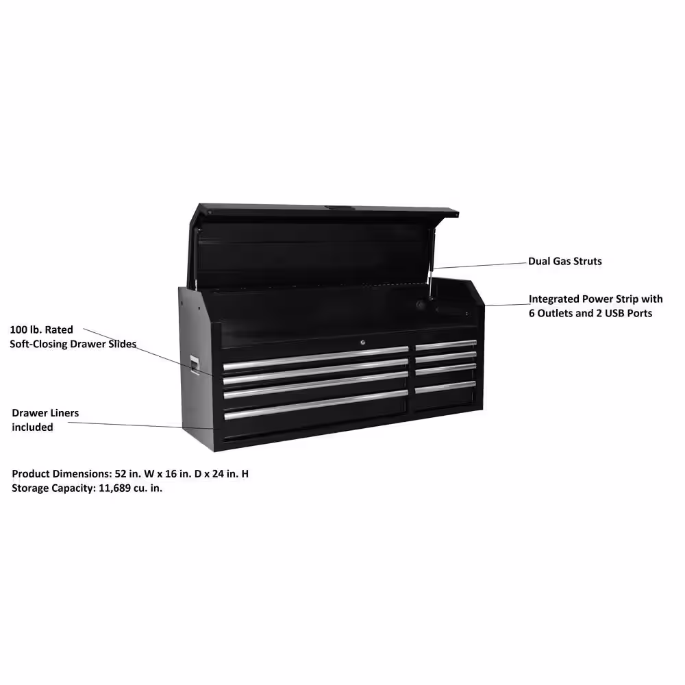 Husky Modular 52 in. 8-Drawer Black Top Tool Chest