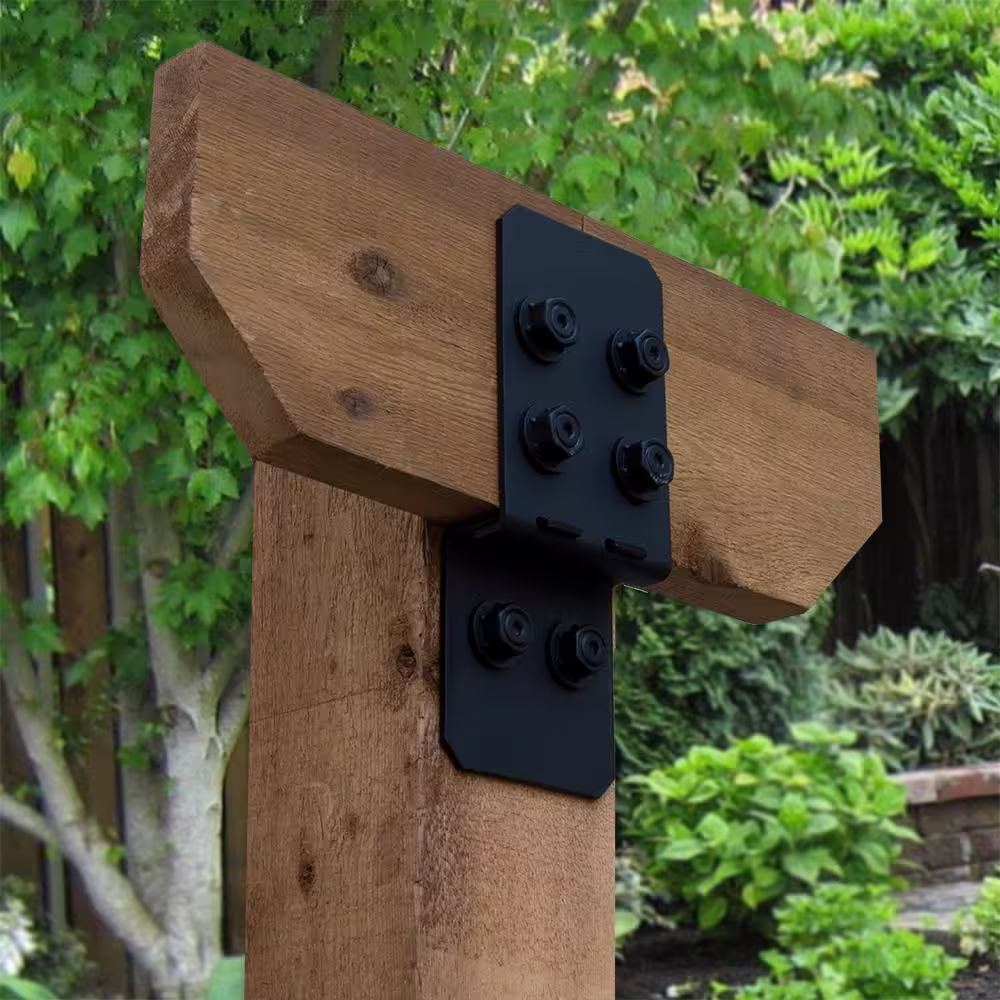 OWT Ornamental Wood Ties Ironwood 5 in. x 12 in. x 1.5 in. Galvanized Steel Post to Beam Coupler Connector (2 per Box)
