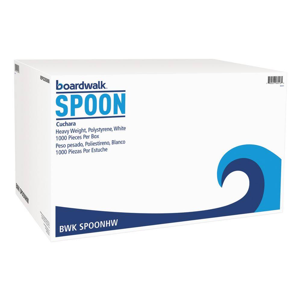 Boardwalk White Heavyweight Disposable Polystyrene Utensils, Teaspoons (1000-Carton)