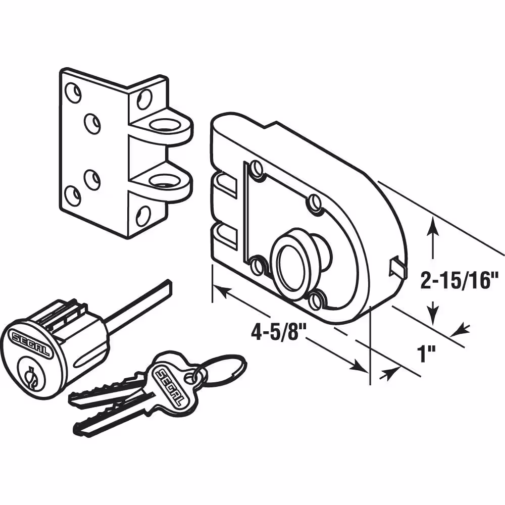 Prime-Line Bronze Deadlock, 666A, Single Cylinder, Angle Strike, Brass, Deadbolt