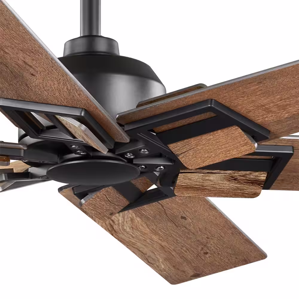 Home Decorators Collection 60 in. Winderige Indoor Matte Black Ceiling Fan with Remote Control and Downrod Included