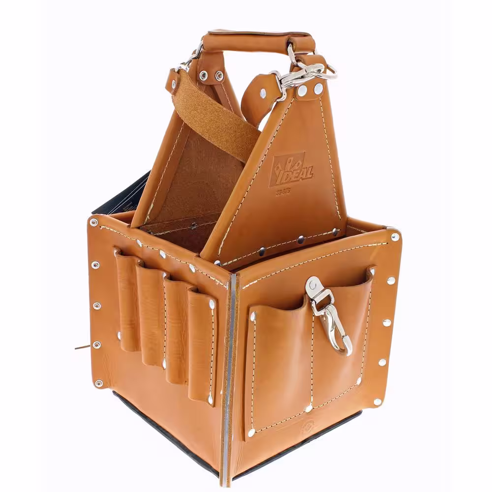 IDEAL 10.75 in. Tuff-Tote Ultimate Tool Bag Carrier Premium Leather with Strap