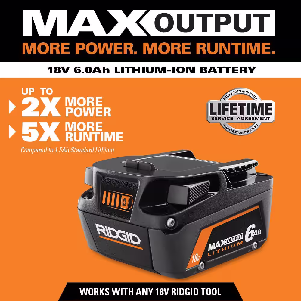 RIDGID 18V 6.0 Ah MAX Output Lithium-Ion Batteries (4-Pack)