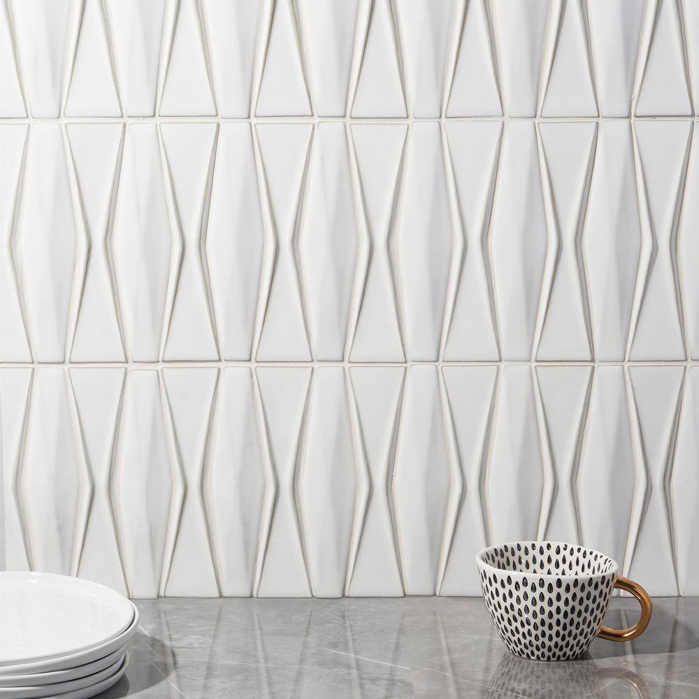 Ivy Hill Tile Delphi Harlequin Natural White 13 in. x 16 in. Polished Ceramic Mosaic Tile (1.41 sq. ft./Sheet)