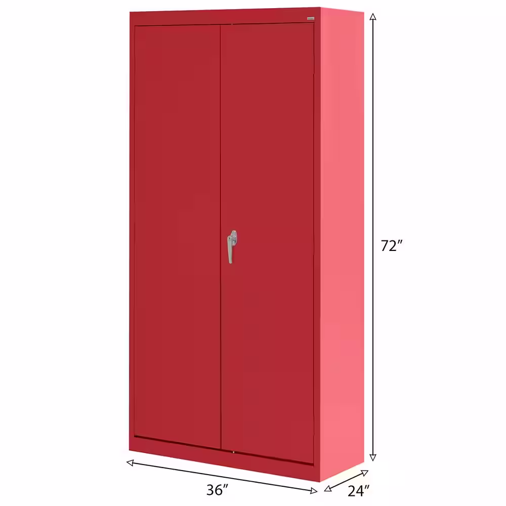 Sandusky Classic Series ( 36 in. W x 72 in. H x 24 in. D ) Steel Combination Freestanding Cabinet with Adjustable Shelves in Red