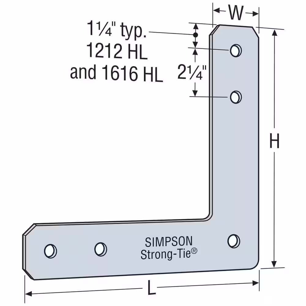 Simpson Strong-Tie HLPC 12 in. x 12 in. 7-Gauge Black Powder-Coated Ornamental L Strap
