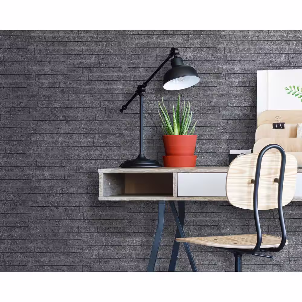 INNOVERA DECOR BY PALRAM 24 in. x 24 in. Ledge Stone PVC Seamless 3D Wall Panels in Dark Urban Cement (1-Piece)