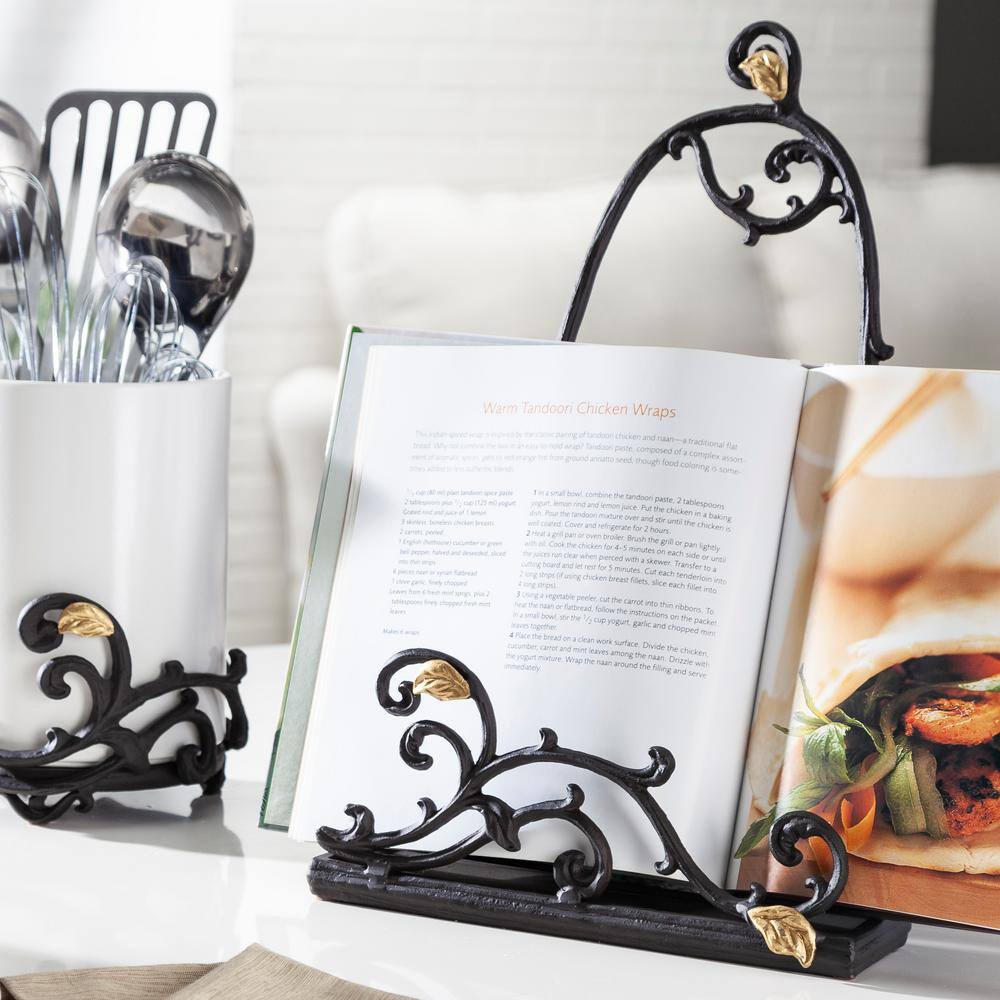 GG COLLECTION Multi Gold Leaf White Countertop Message Board and Book Holder