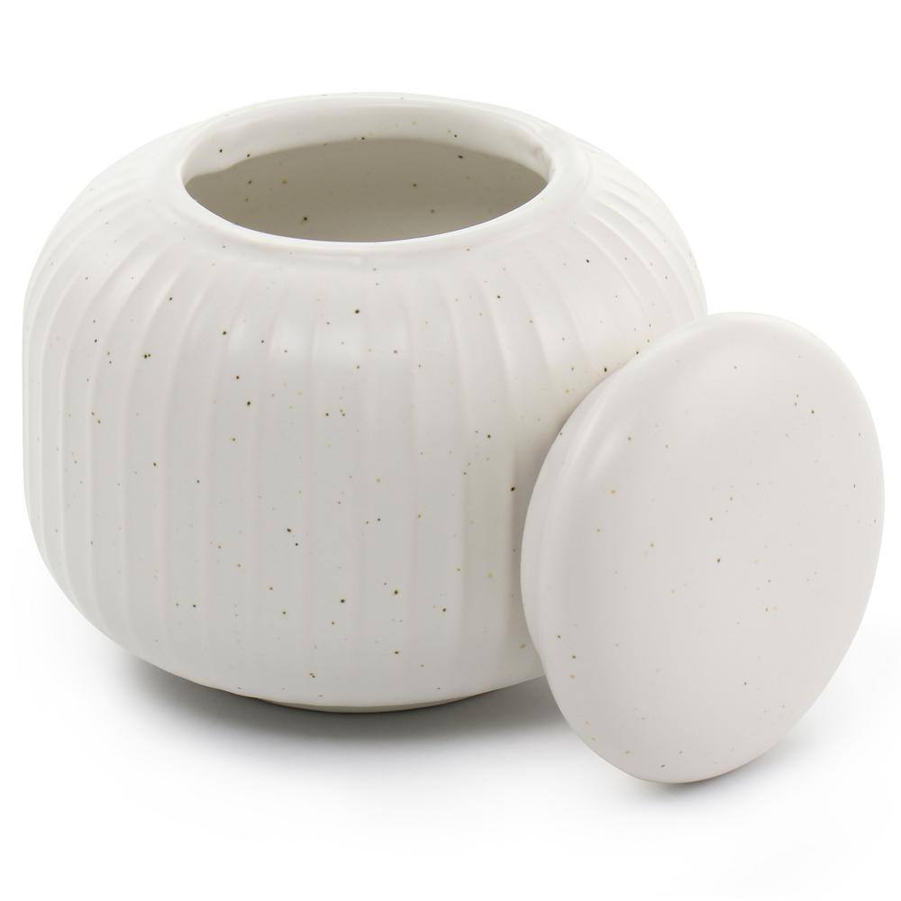 None Landon 12-oz. Round Stoneware Sugar Jar with Lid in Sea Salt
