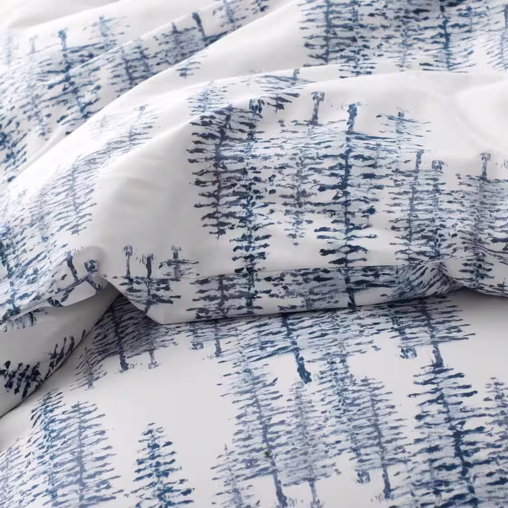 The Company Store Legends Hotel Winter Woods Wrinkle-Free Blue Sateen Flat Sheet