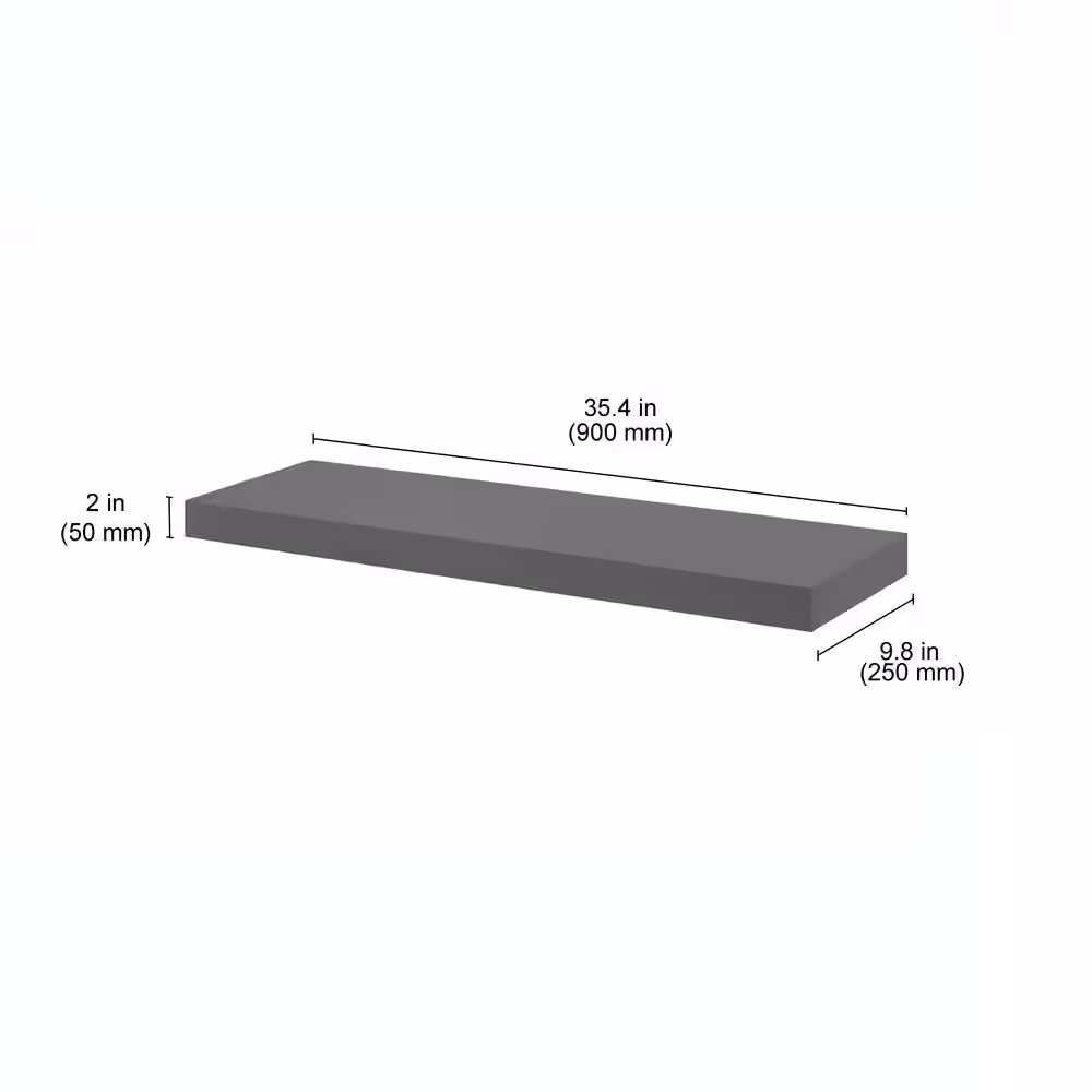 Dolle BIG BOY 35.4 in. W x 9.8 in. D x 2 in. Grey MDF Floating Decorative Wall Shelf with Brackets