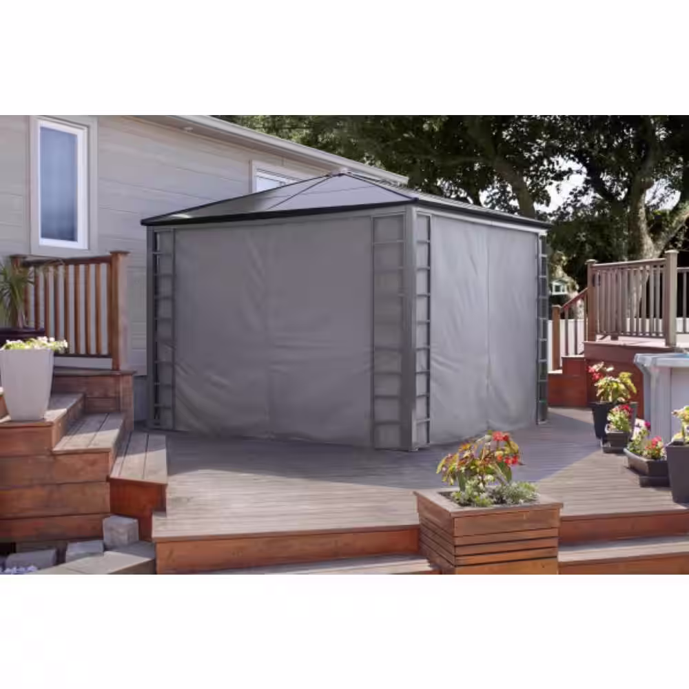 Sojag Turia 10 ft. x 12 ft. Grey Polyester Curtains For Gazebo