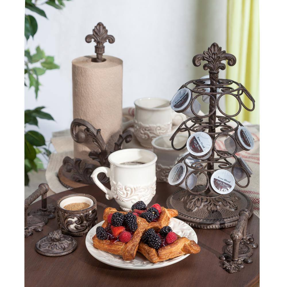 GG COLLECTION Brown Acanthus Metal Paper Towel Holder