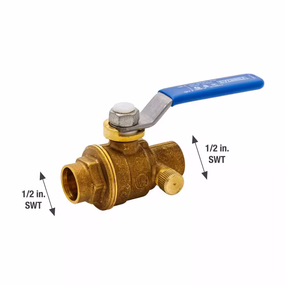 Everbilt 1/2 in. Forged Brass Sweat x Sweat Stop and Waste Ball Valve