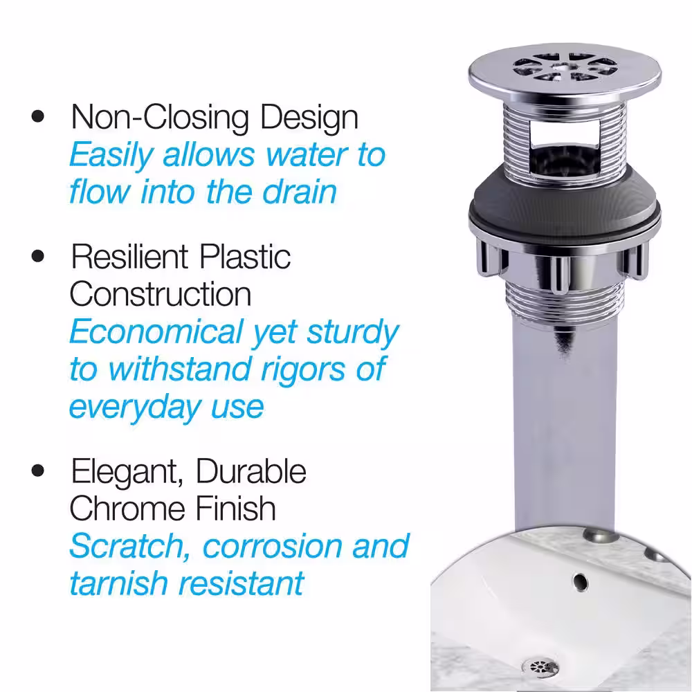 Oatey Designline Chrome-Plated Plastic Grid Drain with Overflow