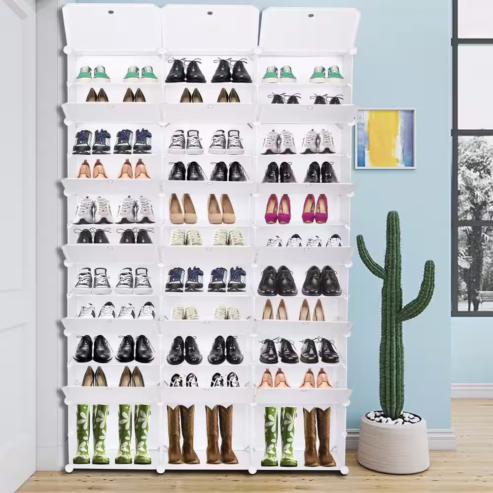 None 70.87 in. H 66-Pair White Shoe Rack